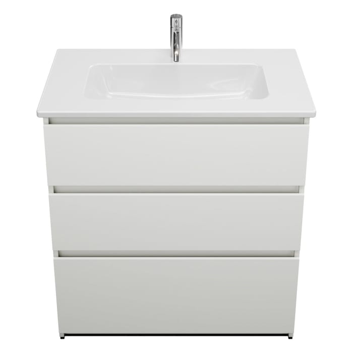 burgbad Lin20 Waschtischunterschrank mit Keramik-Waschtisch 83 cm, 3 Auszüge