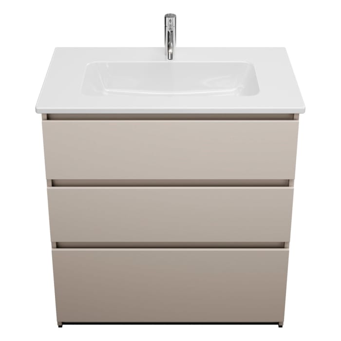 burgbad Lin20 Waschtischunterschrank mit Keramik-Waschtisch 83 cm, 3 Auszüge