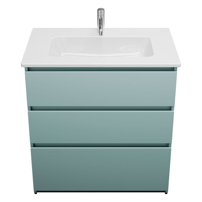 burgbad Lin20 Waschtischunterschrank mit Keramik-Waschtisch 83 cm, 3 Auszüge