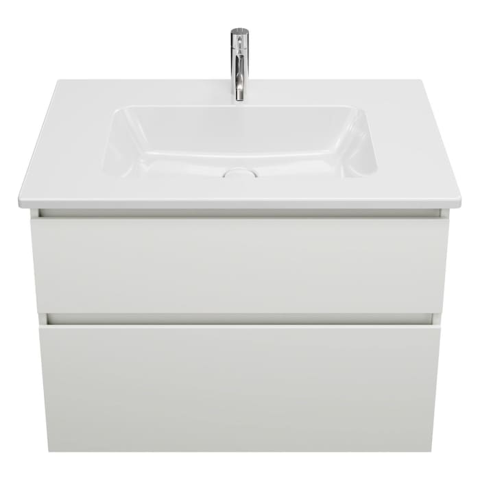 burgbad Lin20 Waschtischunterschrank mit Keramik-Waschtisch 83 cm, 2 Auszüge