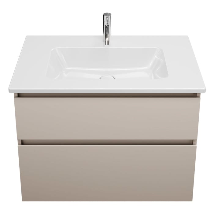 burgbad Lin20 Waschtischunterschrank mit Keramik-Waschtisch 83 cm, 2 Auszüge