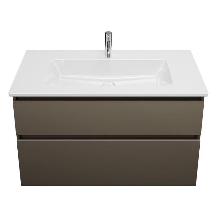 burgbad Lin20 Waschtischunterschrank mit Keramik-Waschtisch 103 cm, 2 Auszüge