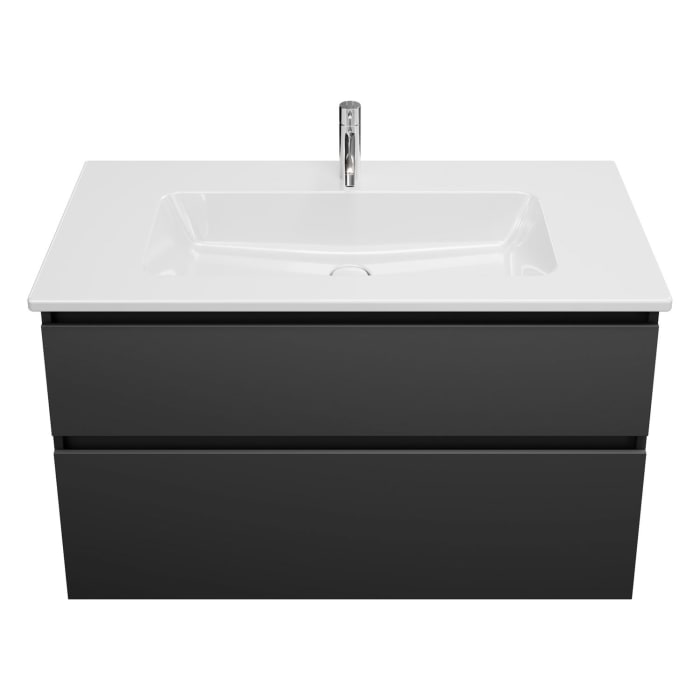 burgbad Lin20 Waschtischunterschrank mit Keramik-Waschtisch 103 cm, 2 Auszüge