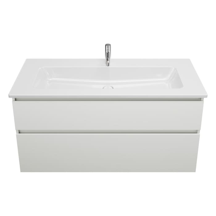 burgbad Lin20 Waschtischunterschrank mit Keramik-Waschtisch 123 cm, 2 Auszüge