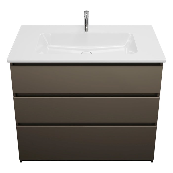 burgbad Lin20 Waschtischunterschrank mit Keramik-Waschtisch 103 cm, 3 Auszüge