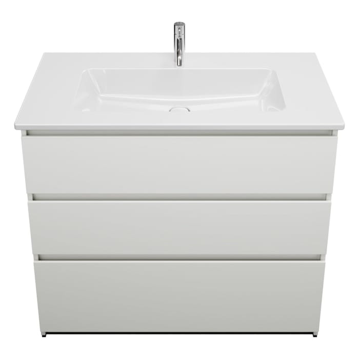 burgbad Lin20 Waschtischunterschrank mit Keramik-Waschtisch 103 cm, 3 Auszüge