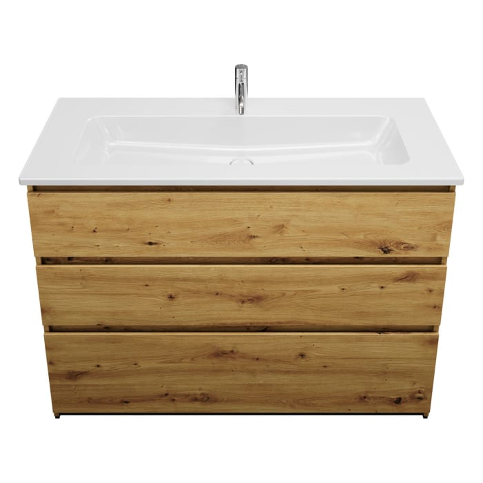 burgbad Lin20 Waschtischunterschrank mit Keramik-Waschtisch 123 cm, 3 Auszüge