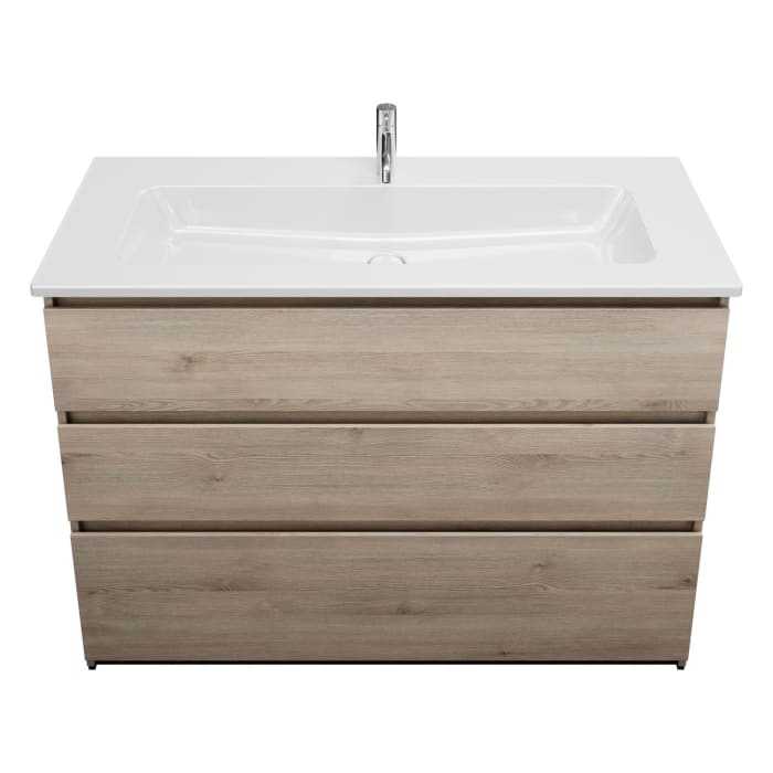 burgbad Lin20 Waschtischunterschrank mit Keramik-Waschtisch 123 cm, 3 Auszüge