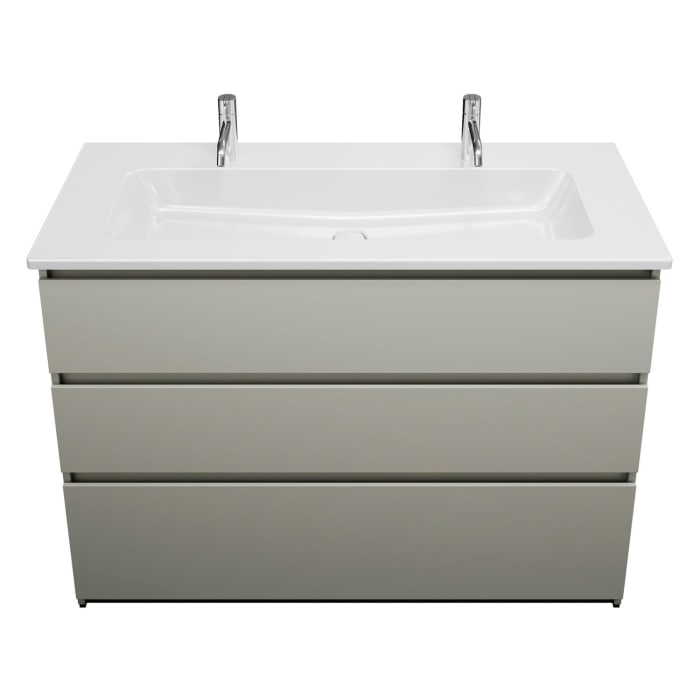 burgbad Lin20 Waschtischunterschrank mit Keramik-Waschtisch 123 cm, 3 Auszüge