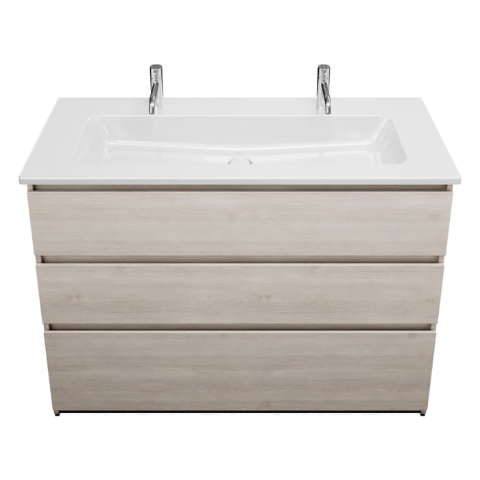 burgbad Lin20 Waschtischunterschrank mit Keramik-Waschtisch 123 cm, 3 Auszüge