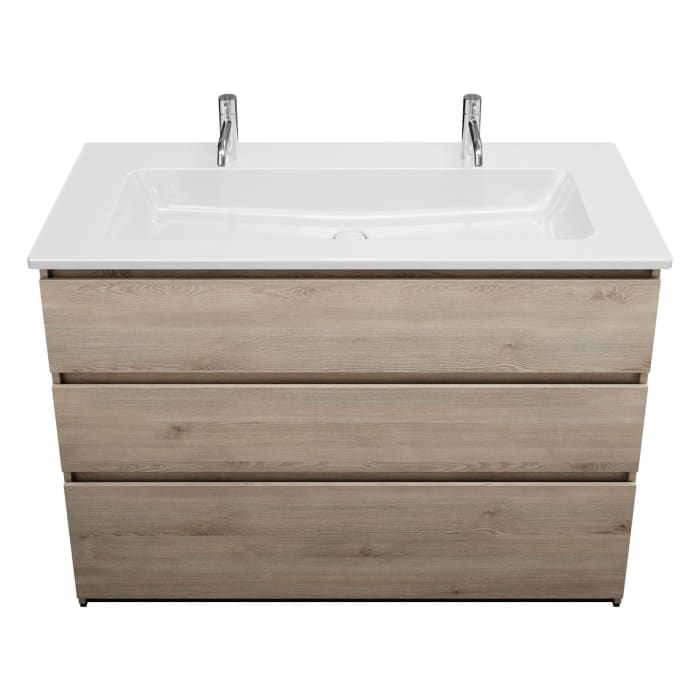 burgbad Lin20 Waschtischunterschrank mit Keramik-Waschtisch 123 cm, 3 Auszüge