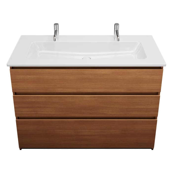 burgbad Lin20 Waschtischunterschrank mit Keramik-Waschtisch 123 cm, 3 Auszüge