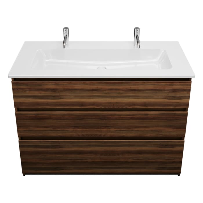 burgbad Lin20 Waschtischunterschrank mit Keramik-Waschtisch 123 cm, 3 Auszüge