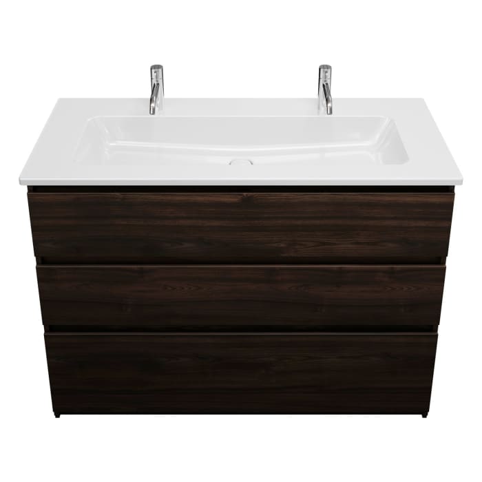 burgbad Lin20 Waschtischunterschrank mit Keramik-Waschtisch 123 cm, 3 Auszüge