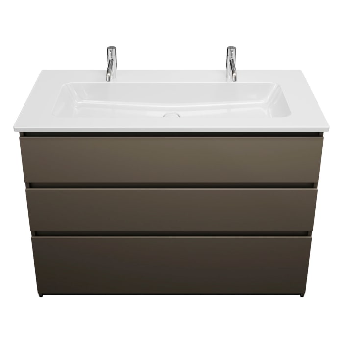 burgbad Lin20 Waschtischunterschrank mit Keramik-Waschtisch 123 cm, 3 Auszüge