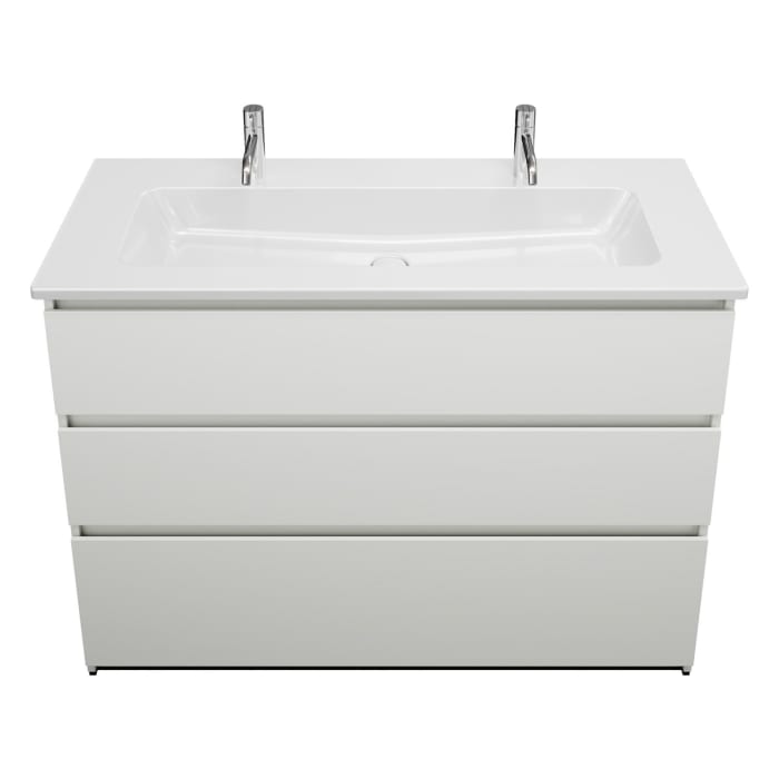 burgbad Lin20 Waschtischunterschrank mit Keramik-Waschtisch 123 cm, 3 Auszüge