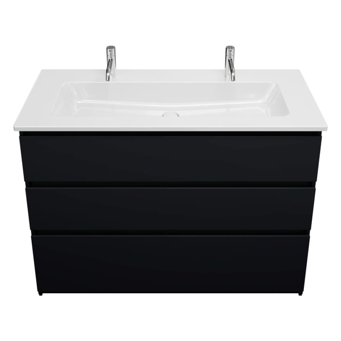 burgbad Lin20 Waschtischunterschrank mit Keramik-Waschtisch 123 cm, 3 Auszüge