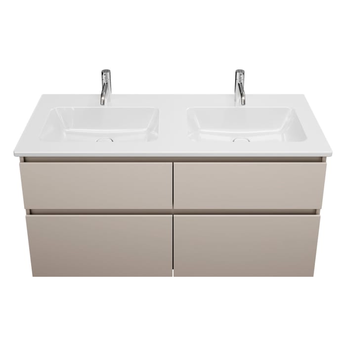 burgbad Lin20 Waschtischunterschrank mit Keramik-Doppelwaschtisch 123 cm, 4 Auszüge