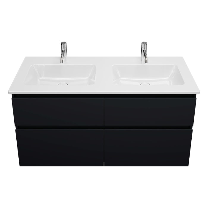 burgbad Lin20 Waschtischunterschrank mit Keramik-Doppelwaschtisch 123 cm, 4 Auszüge
