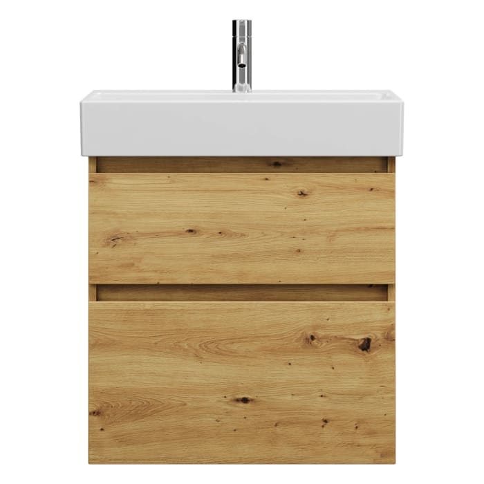 burgbad Lin20 Waschtischunterschrank mit Keramik-Waschtisch 63 cm, 2 Auszüge