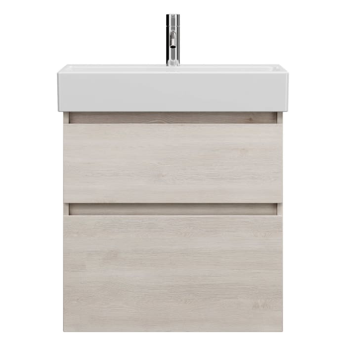 burgbad Lin20 Waschtischunterschrank mit Keramik-Waschtisch 63 cm, 2 Auszüge