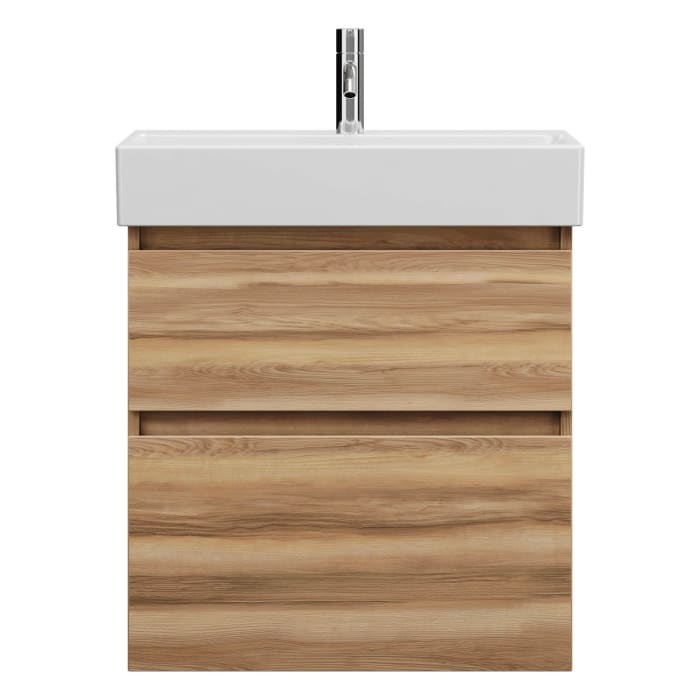 burgbad Lin20 Waschtischunterschrank mit Keramik-Waschtisch 63 cm, 2 Auszüge