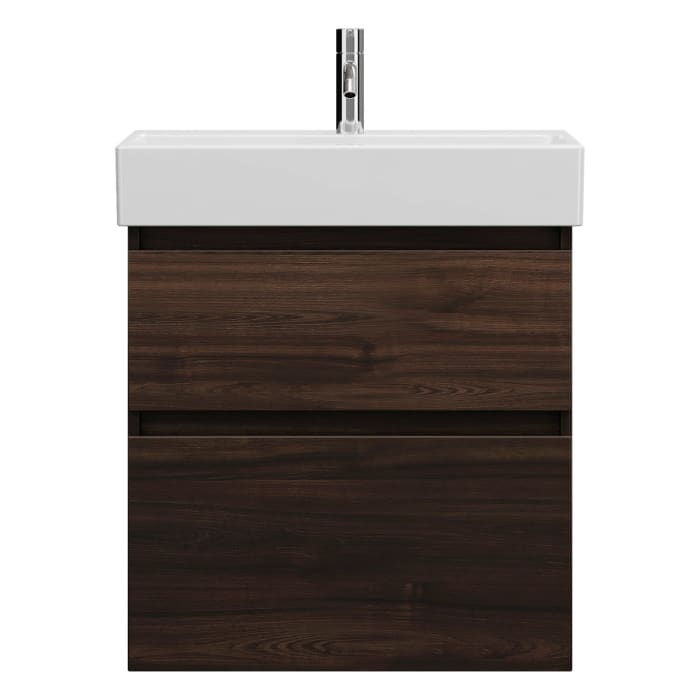 burgbad Lin20 Waschtischunterschrank mit Keramik-Waschtisch 63 cm, 2 Auszüge