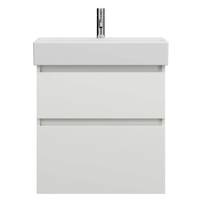 burgbad Lin20 Waschtischunterschrank mit Keramik-Waschtisch 63 cm, 2 Auszüge