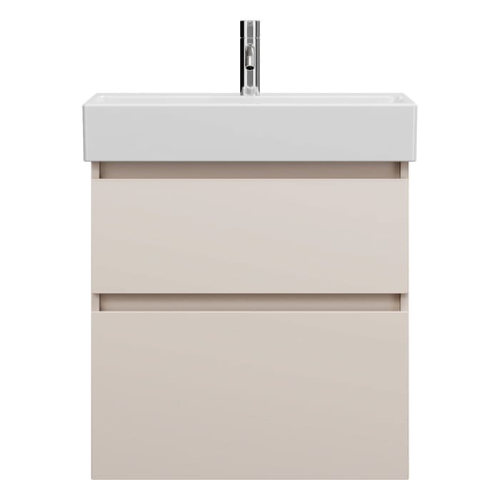 burgbad Lin20 Waschtischunterschrank mit Keramik-Waschtisch 63 cm, 2 Auszüge