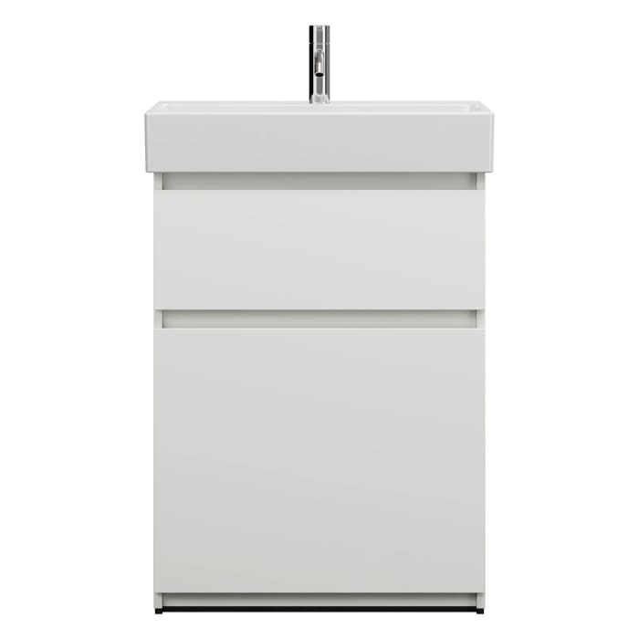 burgbad Lin20 Waschtischunterschrank mit Keramik-Waschtisch 63 cm, 2 Auszüge