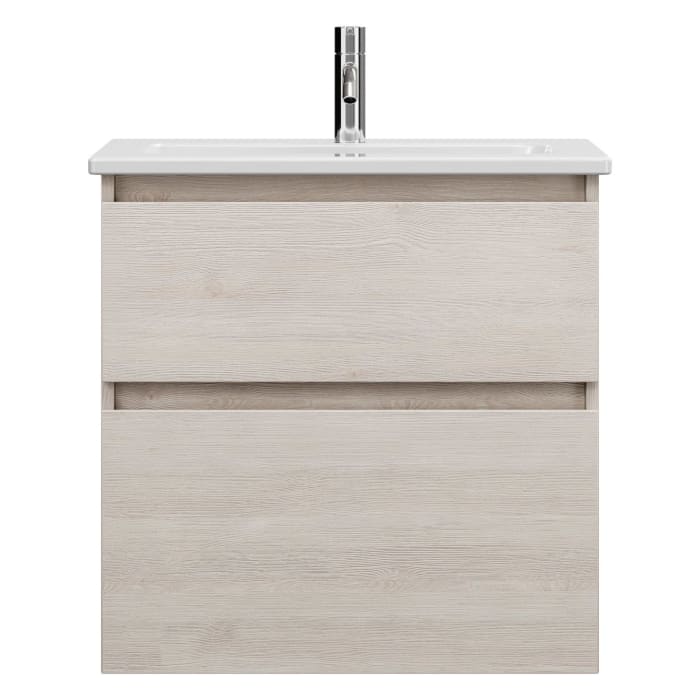 burgbad Lin20 Waschtischunterschrank mit Keramik-Waschtisch 63 cm, 2 Auszüge