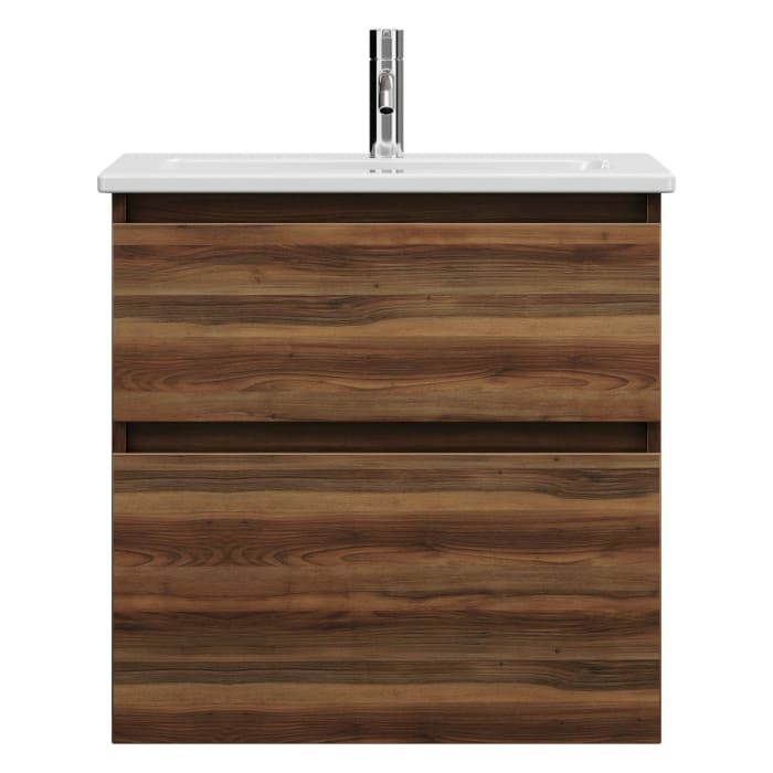 burgbad Lin20 Waschtischunterschrank mit Keramik-Waschtisch 63 cm, 2 Auszüge