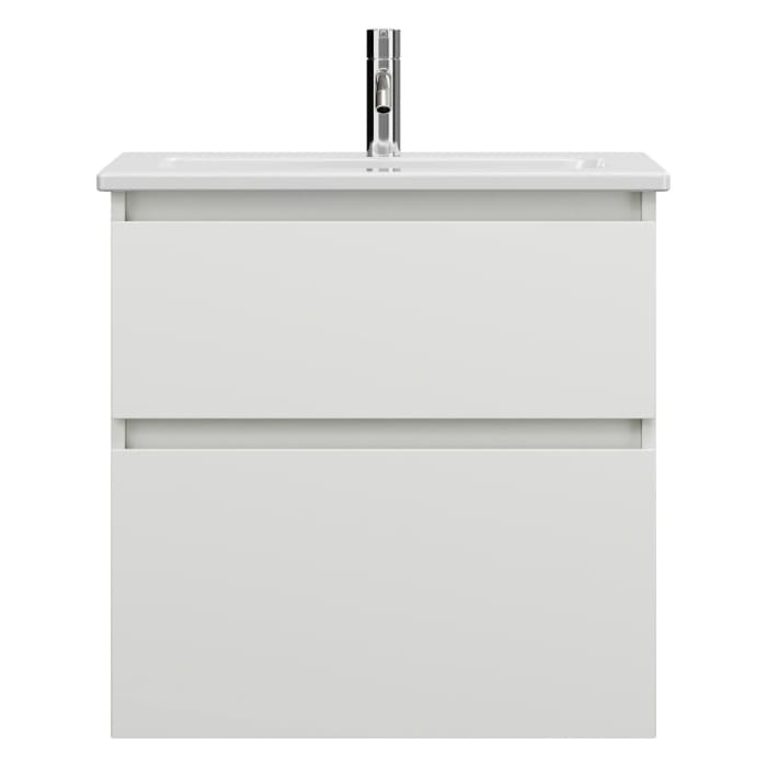 burgbad Lin20 Waschtischunterschrank mit Keramik-Waschtisch 63 cm, 2 Auszüge