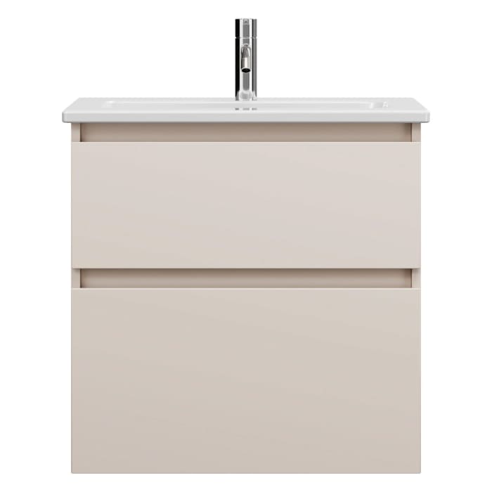 burgbad Lin20 Waschtischunterschrank mit Keramik-Waschtisch 63 cm, 2 Auszüge