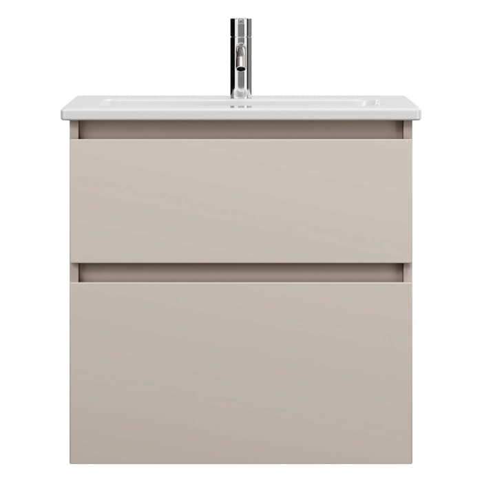 burgbad Lin20 Waschtischunterschrank mit Keramik-Waschtisch 63 cm, 2 Auszüge