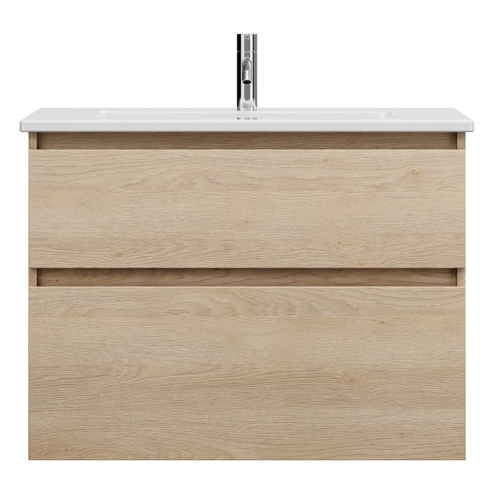 burgbad Lin20 Waschtischunterschrank mit Keramik-Waschtisch 83 cm, 2 Auszüge