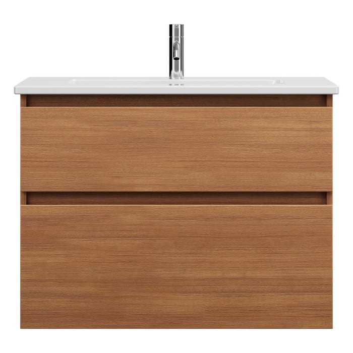 burgbad Lin20 Waschtischunterschrank mit Keramik-Waschtisch 83 cm, 2 Auszüge