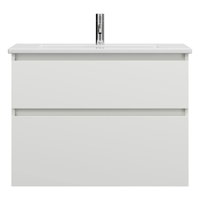 burgbad Lin20 Waschtischunterschrank mit Keramik-Waschtisch 83 cm, 2 Auszüge