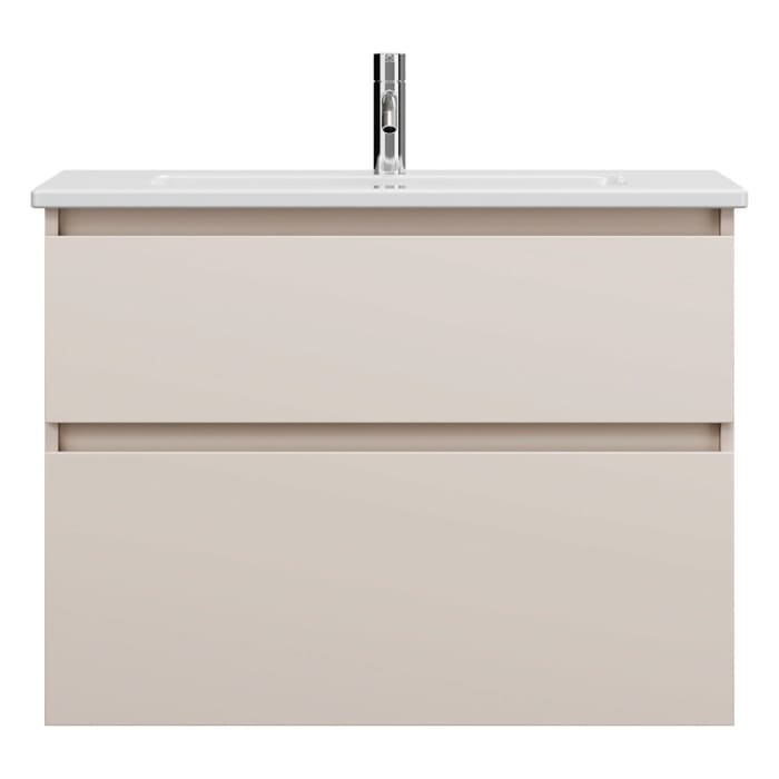 burgbad Lin20 Waschtischunterschrank mit Keramik-Waschtisch 83 cm, 2 Auszüge