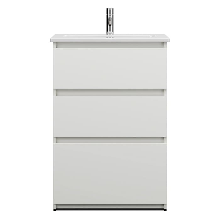 burgbad Lin20 Waschtischunterschrank mit Keramik-Waschtisch 63 cm, 3 Auszüge