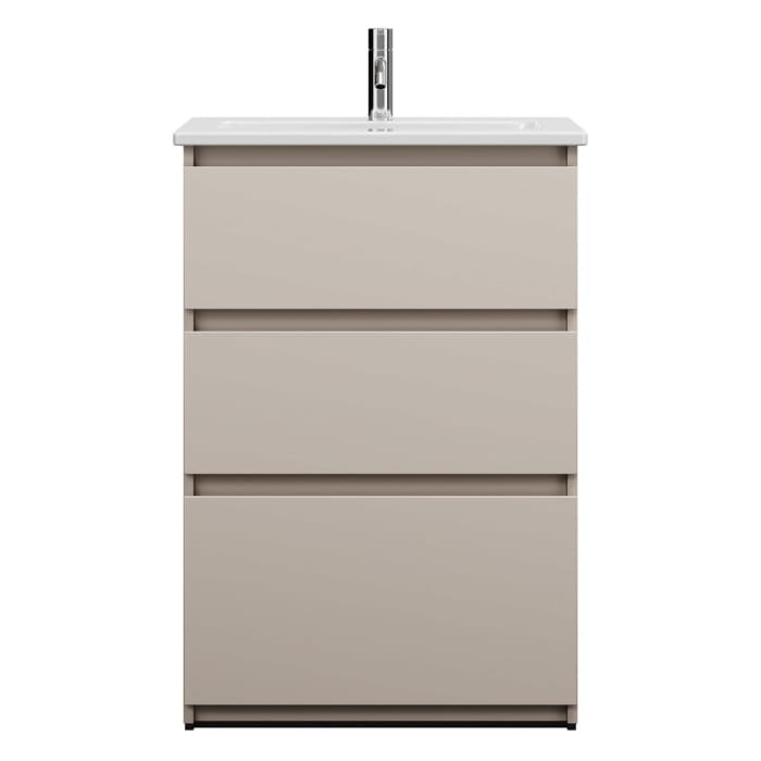 burgbad Lin20 Waschtischunterschrank mit Keramik-Waschtisch 63 cm, 3 Auszüge