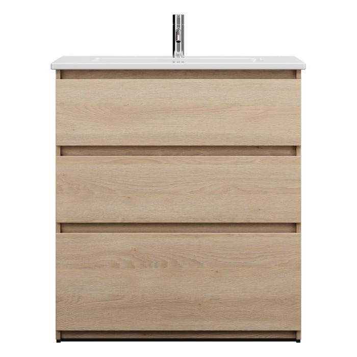 burgbad Lin20 Waschtischunterschrank mit Keramik-Waschtisch 83 cm, 3 Auszüge