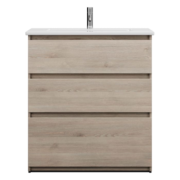 burgbad Lin20 Waschtischunterschrank mit Keramik-Waschtisch 83 cm, 3 Auszüge