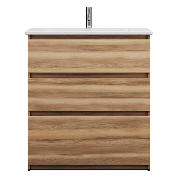 burgbad Lin20 Waschtischunterschrank mit Keramik-Waschtisch 83 cm, 3 Auszüge