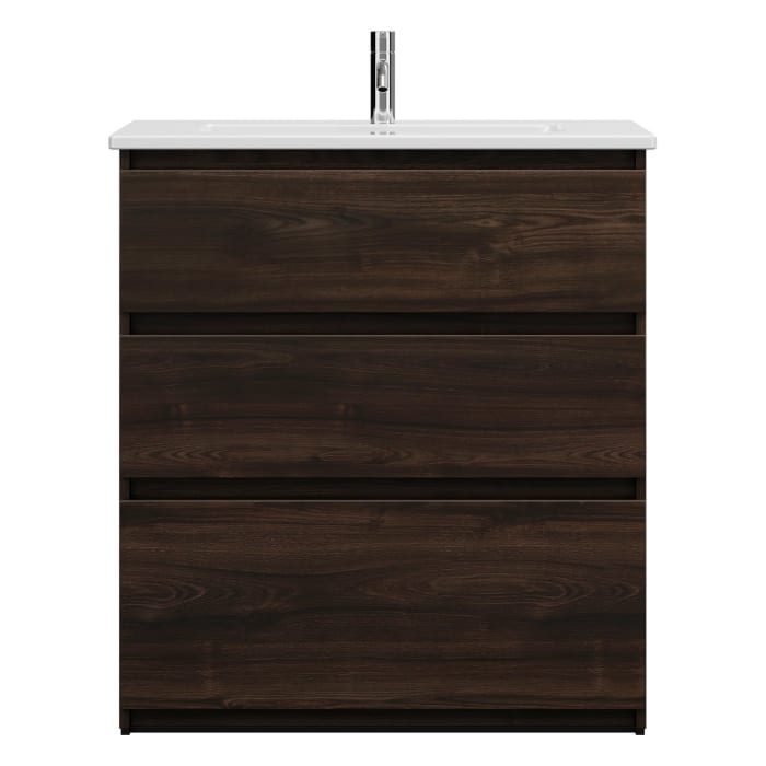 burgbad Lin20 Waschtischunterschrank mit Keramik-Waschtisch 83 cm, 3 Auszüge