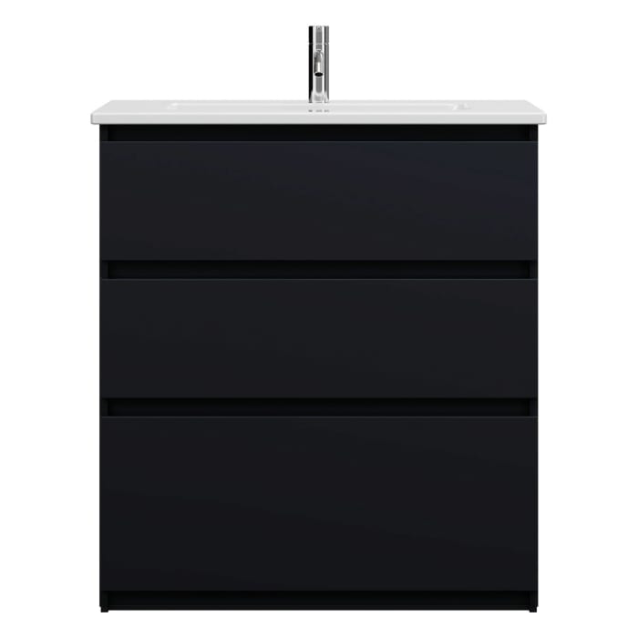 burgbad Lin20 Waschtischunterschrank mit Keramik-Waschtisch 83 cm, 3 Auszüge