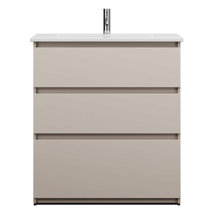 burgbad Lin20 Waschtischunterschrank mit Keramik-Waschtisch 83 cm, 3 Auszüge