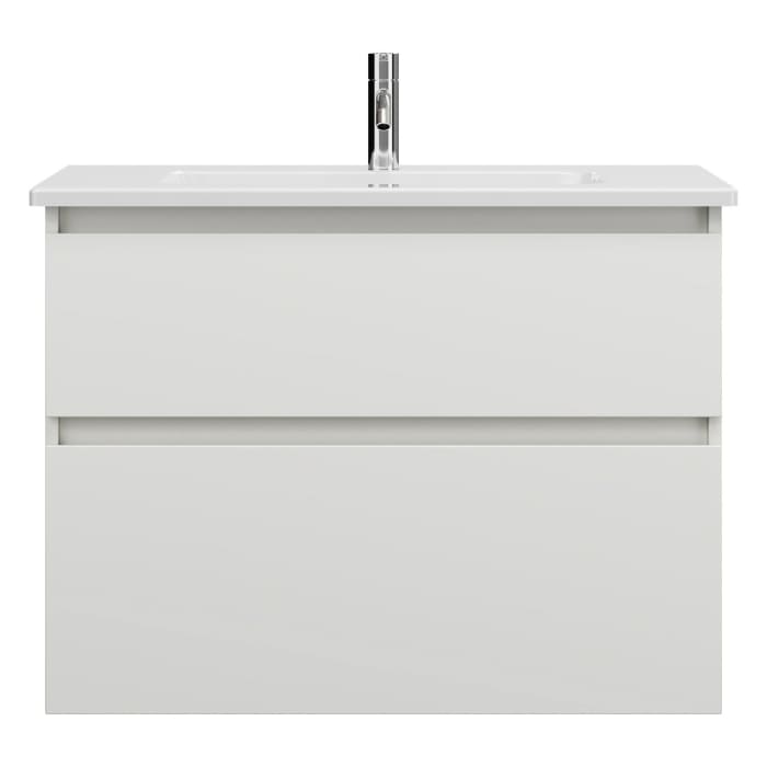 burgbad Lin20 Waschtischunterschrank mit Keramik-Waschtisch 83 cm, 2 Auszüge