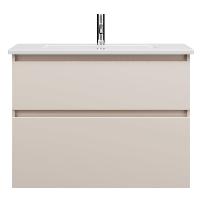 burgbad Lin20 Waschtischunterschrank mit Keramik-Waschtisch 83 cm, 2 Auszüge