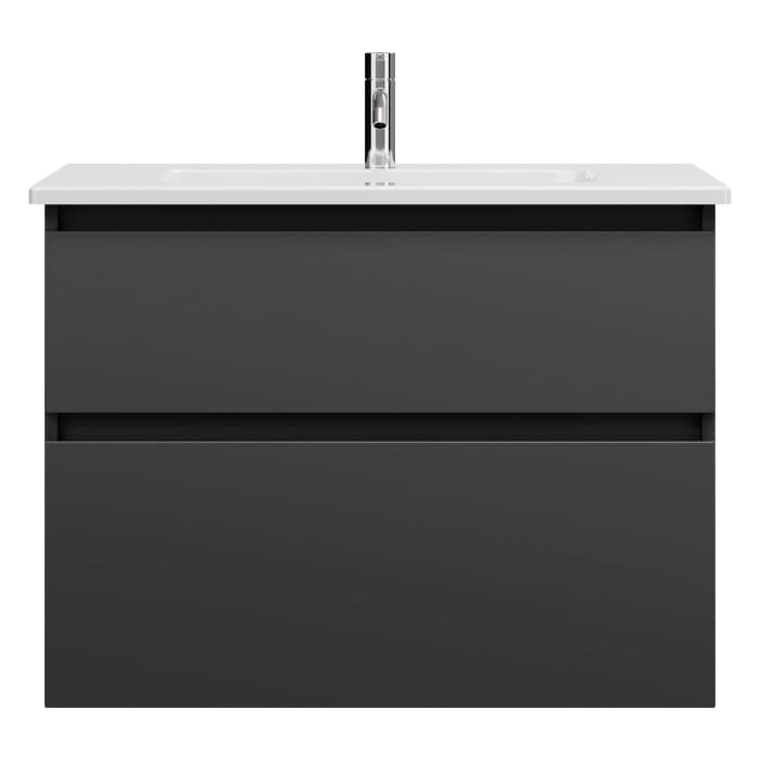 burgbad Lin20 Waschtischunterschrank mit Keramik-Waschtisch 83 cm, 2 Auszüge